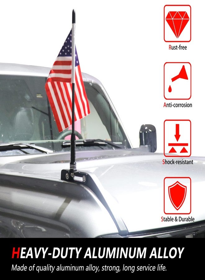 RERPRO Flag with Pole and Mount Holder for 2021 2022 2023 2024 2025 2026 Ford Bronco 2/4 Door Accessories Whip Flag Bracket Hood Trail Sights Side Release Handle Mounting 360° Adjustable Aluminum - Image 3